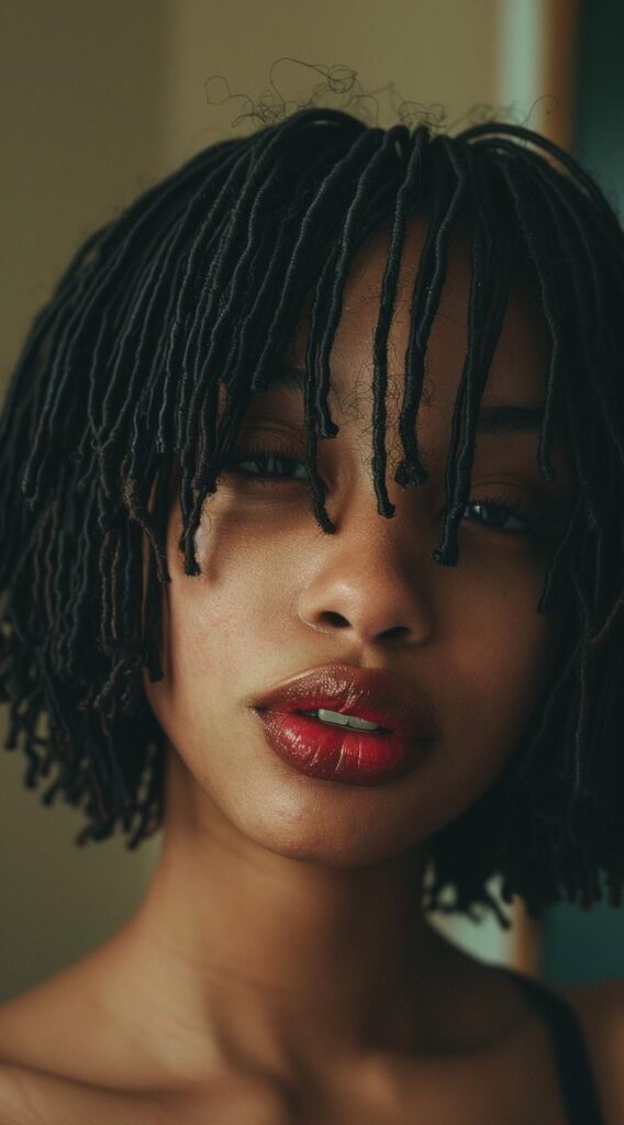 15 Thin Locs Hairstyles: Creative Looks for Modern Women 10 thin locs bob with wispy bangs