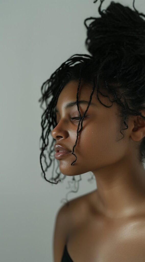 15 Thin Locs Hairstyles: Creative Looks for Modern Women 14 top knot with loose locs