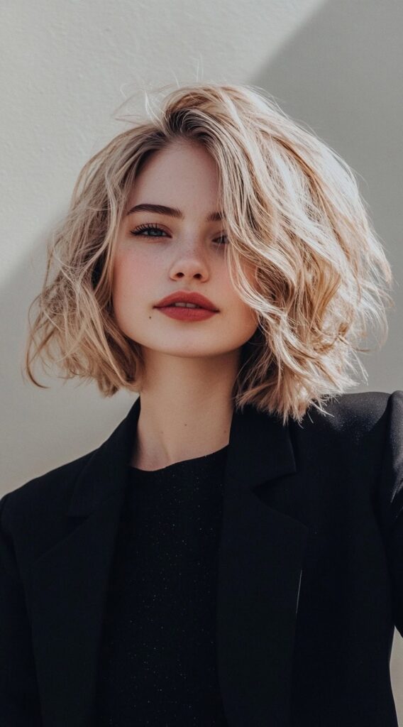 29 Modern Blonde Bob Hairstyles 5 tousled blonde bob with layers