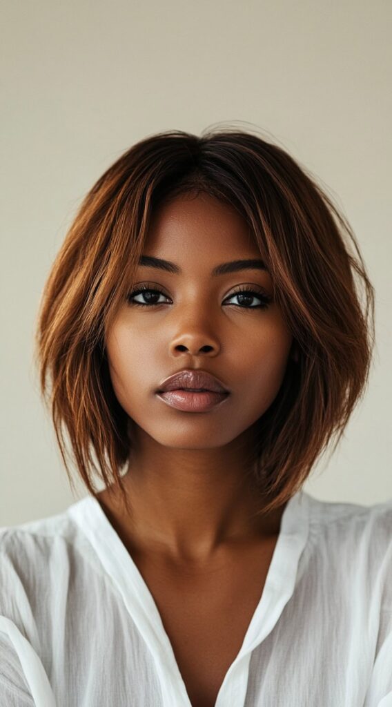 17 Trendy Brown Bob Hairstyles 5 tousled bob with subtle highlights