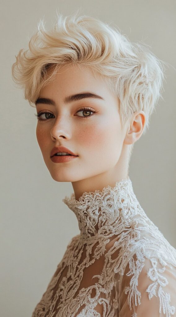 37 Formal Hairstyles for Short Hair: Elegant and Chic Ideas for Any Occasion 1 tousled platinum pixie cut