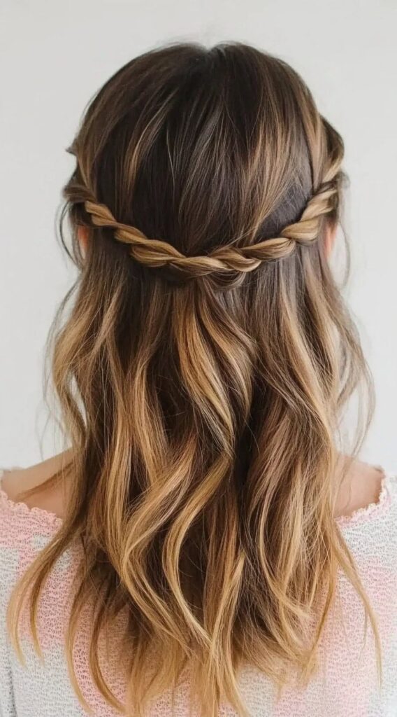23 Stunning Hairstyles for Thin Fine Hair 4 twisted crown with cascading waves