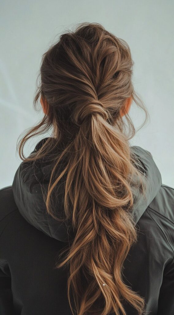 Top 21 Skiing Hairstyles to Wear Under a Helmet 16 twisted low ponytail