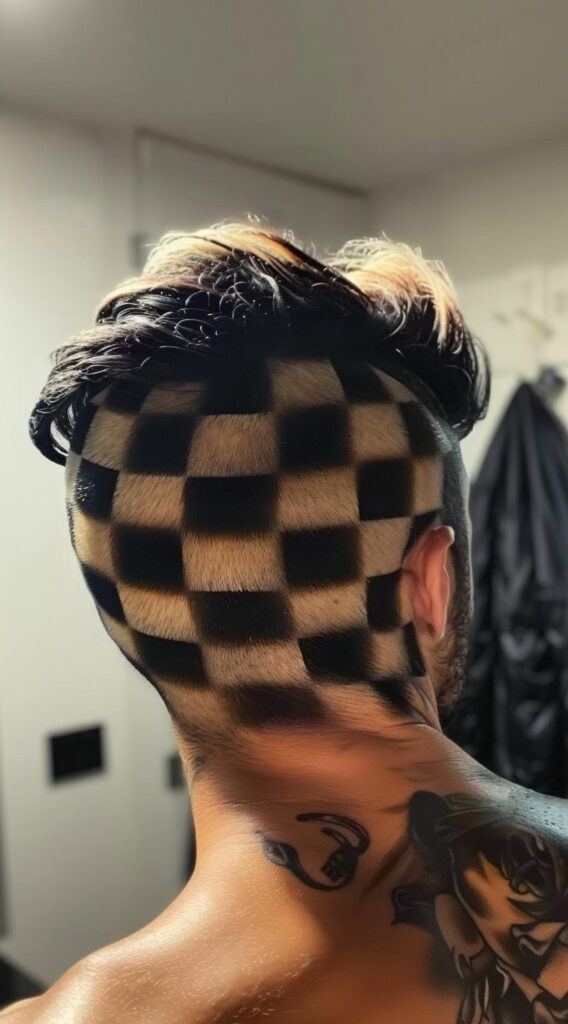 17 Black and White Hairstyles for Men: Stand Out with These Trendy Ideas 15 undercut with a checkerboard pattern