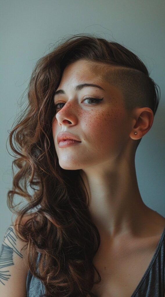 Undercut with Long Hair for Women: 23 Edgy and Elegant Hairstyle Ideas 21 undercut with waves