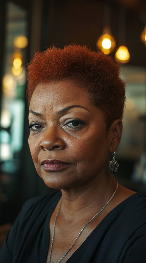 26 Older Black Women Hairstyles for Over 50 14 vibrant copper taper cut