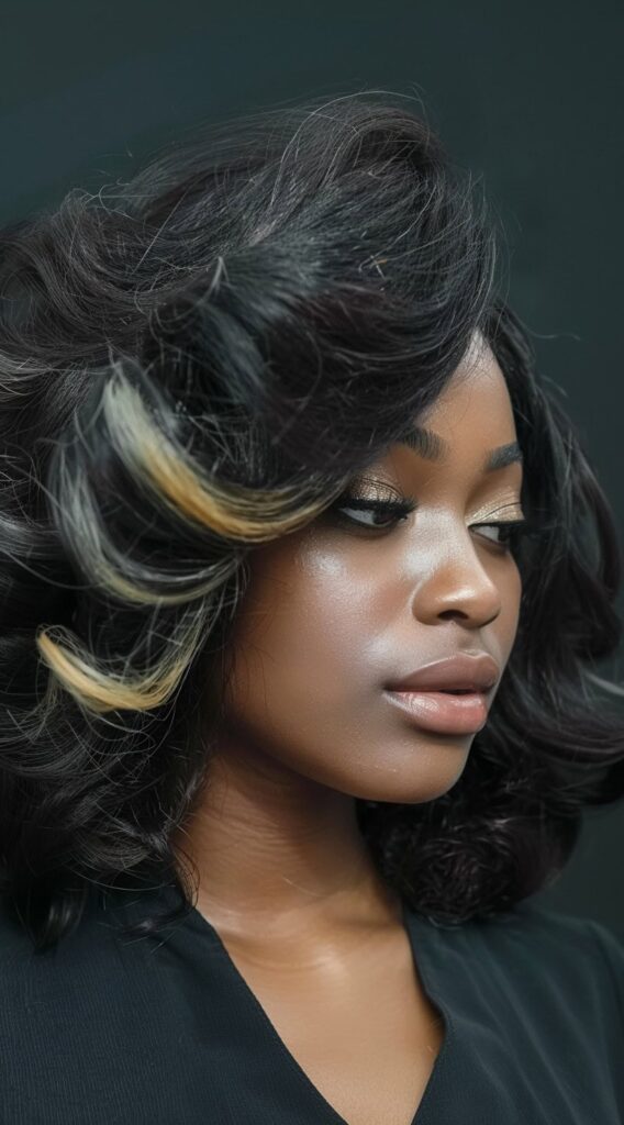 Peekaboo Highlights for Black Women: Transform Your Look with These 20 Stunning Ideas 4 voluminous curls with blonde peekaboo highlights