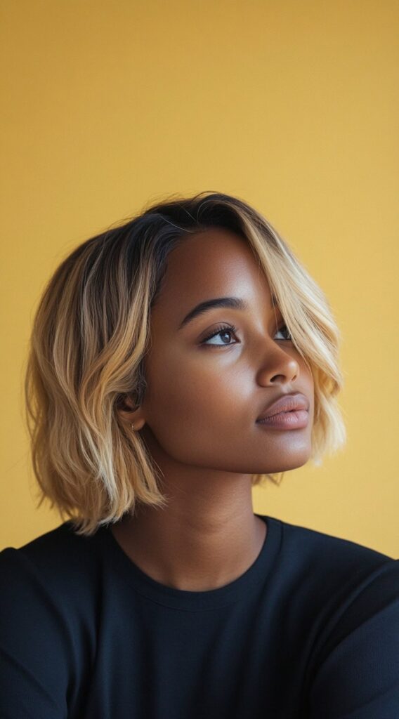 29 Modern Blonde Bob Hairstyles 16 warm blonde bob with dark roots