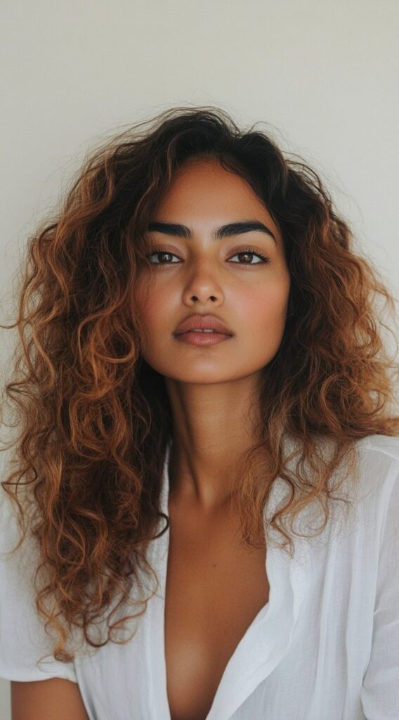 27 Flattering Hair Color Ideas for Brown Skin 13 warm caramel curls