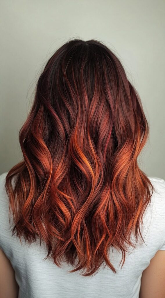 17 Red Copper Balayage Ideas: Stunning Ways to Add Warmth and Style to Your Hair 9 warm copper highlights on loose waves