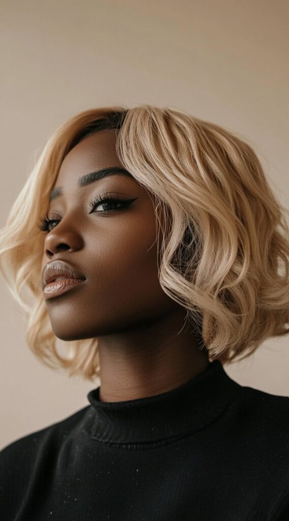 29 Modern Blonde Bob Hairstyles 6 wavy blonde bob with dark roots