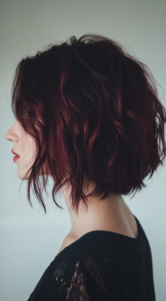 17 Cherry Cola Balayage Ideas: Add Depth and Drama to Your Locks 8 wavy bob with bold cherry cola streaks