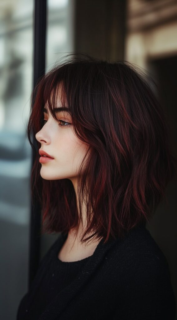 17 Cherry Cola Balayage Ideas: Add Depth and Drama to Your Locks 13 wavy bob with cherry cola highlights