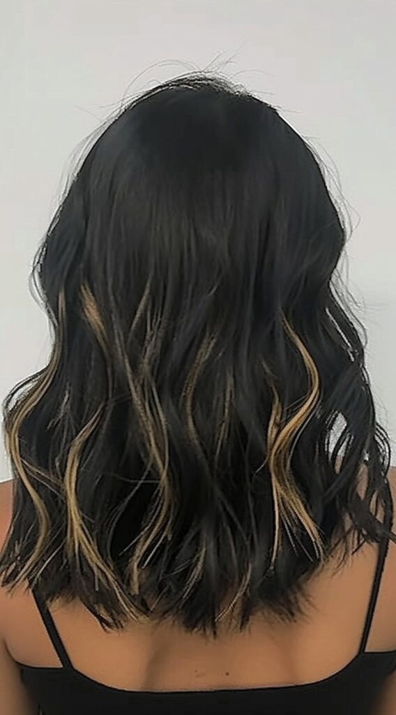 Peekaboo Highlights for Black Women: Transform Your Look with These 20 Stunning Ideas 19 wavy lob with blonde highlights