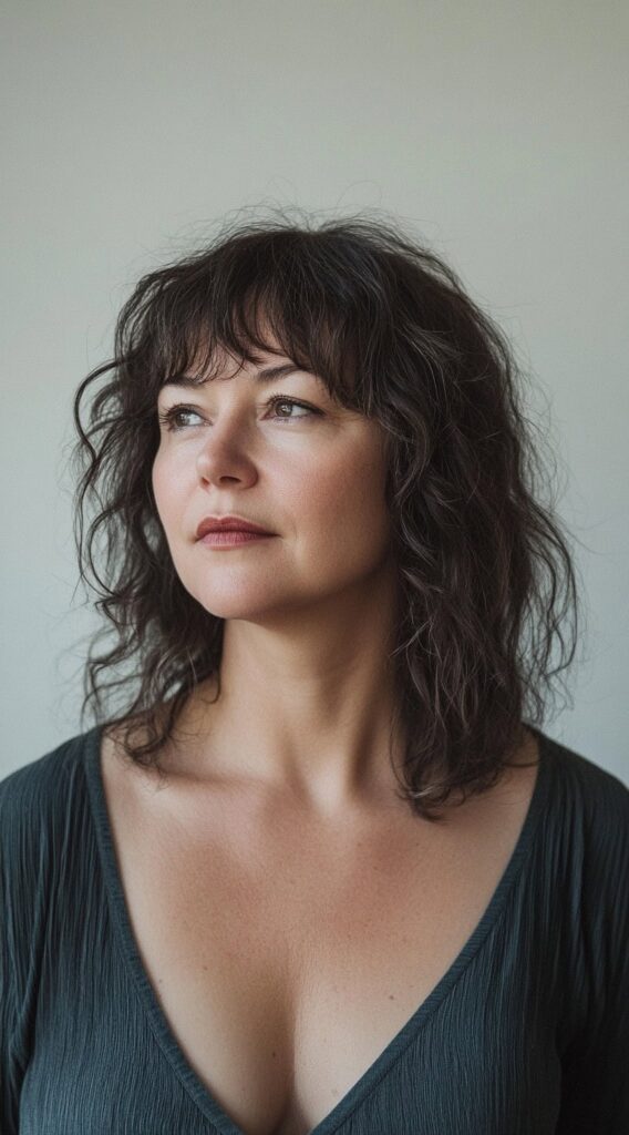 19 Flawless Fine Hair with Bangs Hairstyles 17 wavy shoulder length hair with choppy bangs
