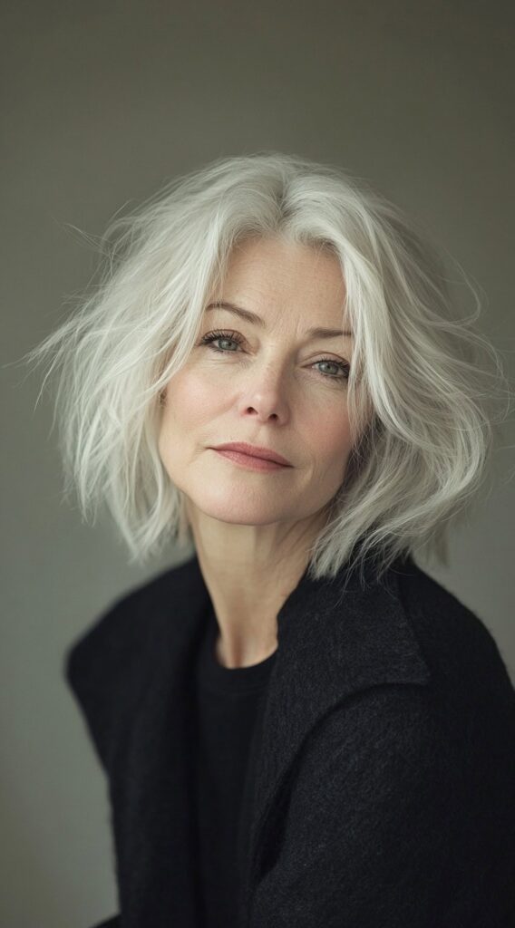 20 Volumizing Choppy Bob Hairstyles for Fine Hair 18 wind swept white bob