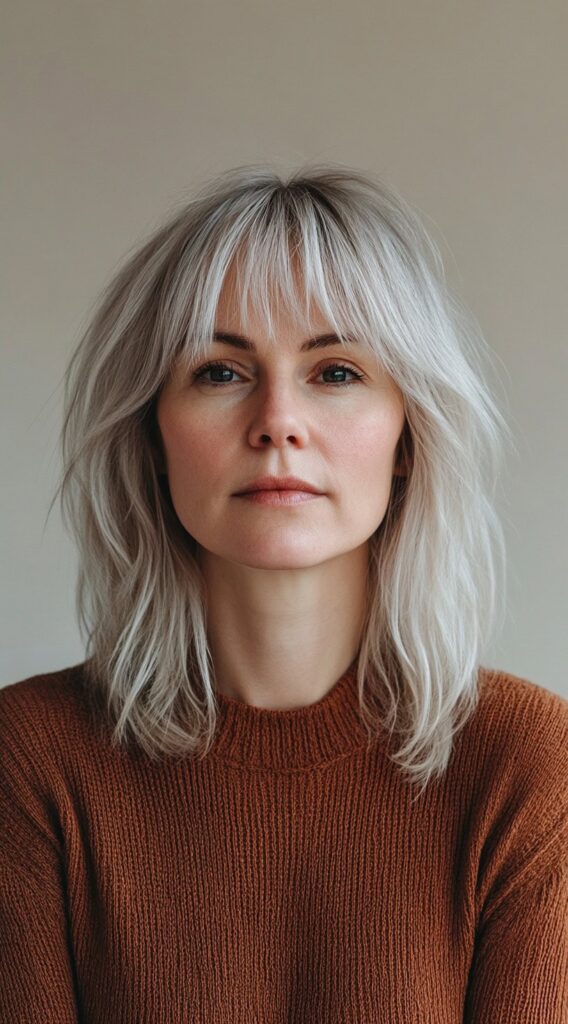 23 Stunning Hairstyles for Thin Fine Hair 21 wipsy layered lob with feathered bangs