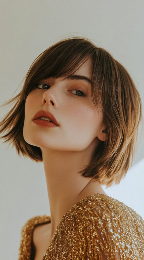 23 New Year’s Hairstyles for Short Hair 12 wispy bob with blunt bangs