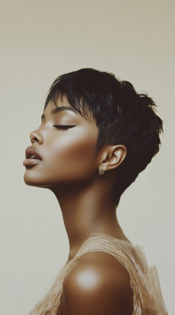 27 Trendy Pixie Hairstyles for Black Women 4 wispy layered pixie cut