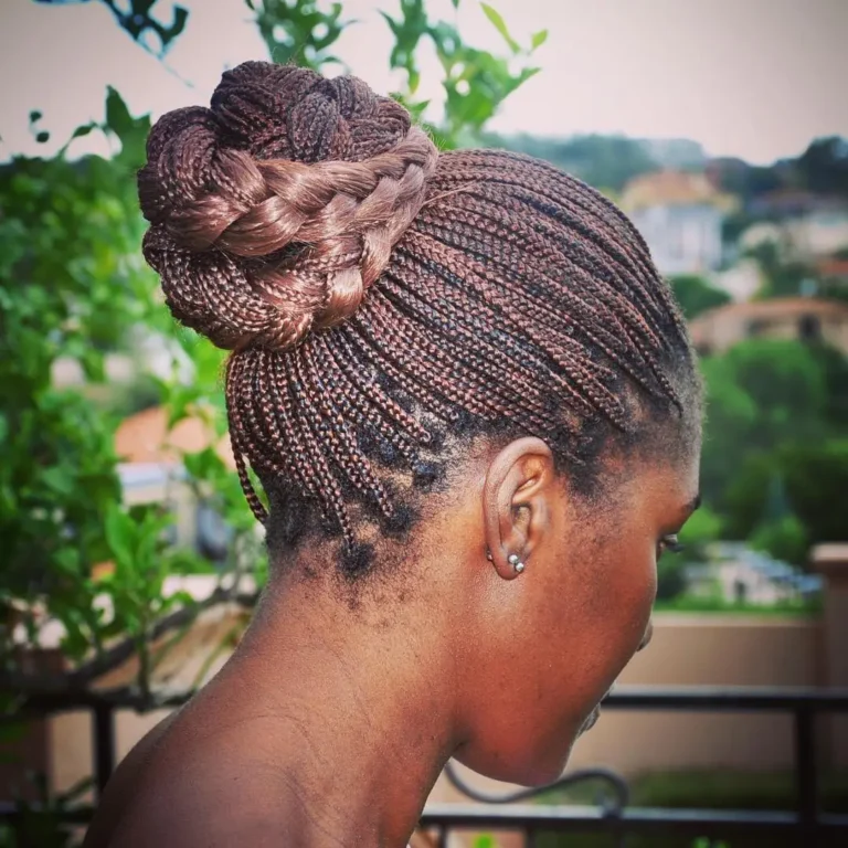 10 Small Box Braids Hairstyles 10 10. Braided and Bunned Box Braids 1