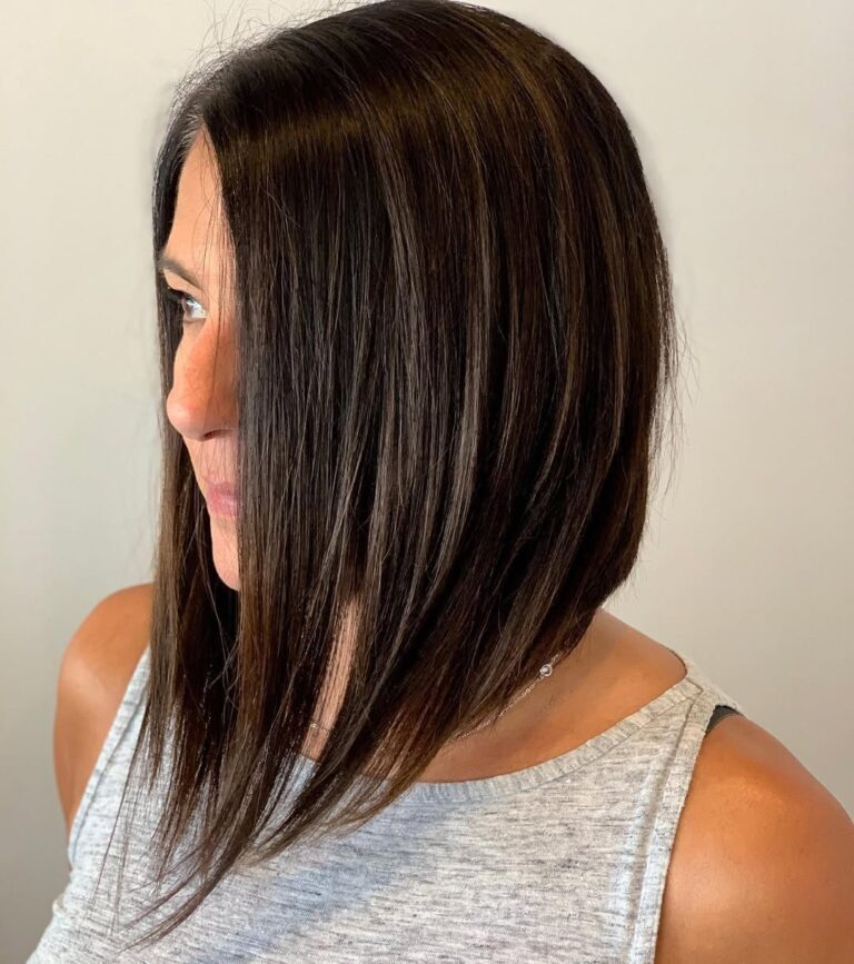 11 Fashionable Long Angled Bob Cuts 11 11. Straight Black Long Angled Bob
