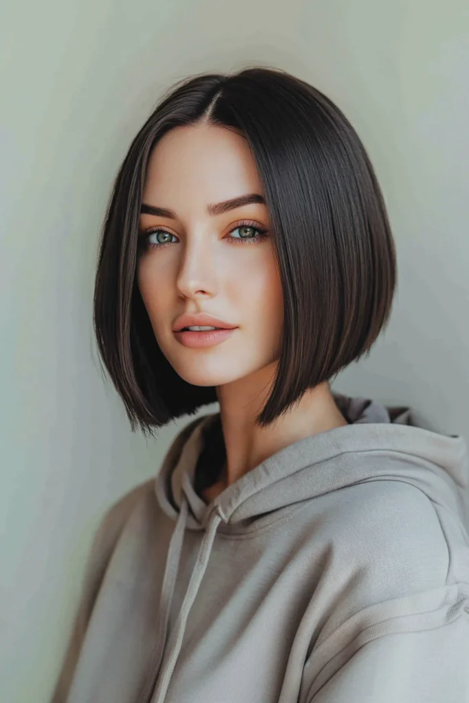 10 Stylish Bob Hairstyles for Thin Hair 2 2. Chin Length Sleek Bob in Ash Brown