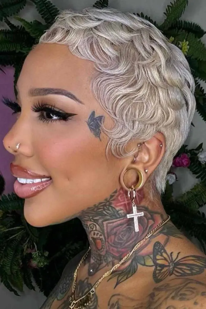 10 Chic Pixie Cuts For Black Women 2 2. Natural Blonde Curly Pixie Cut 1