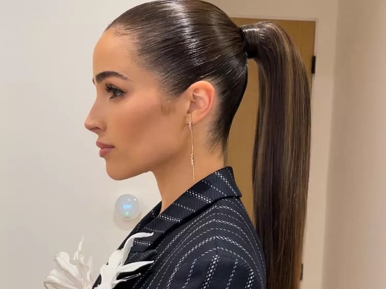 10 Slick Ponytail Hairstyle Ideas 2 2. Slicked Back Low Ponytail 1