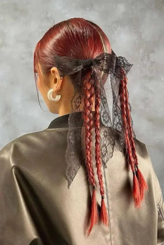 12 Hairstyles for Any and Every Hair Type 3 3. Edgy Braided Pigtails With Ribbon