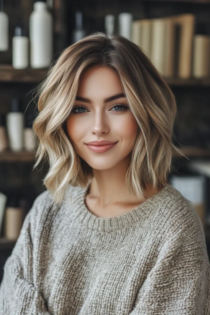 10 Stylish Bob Hairstyles for Thin Hair 3 3. Textured Bob with Balayage Highlights 1