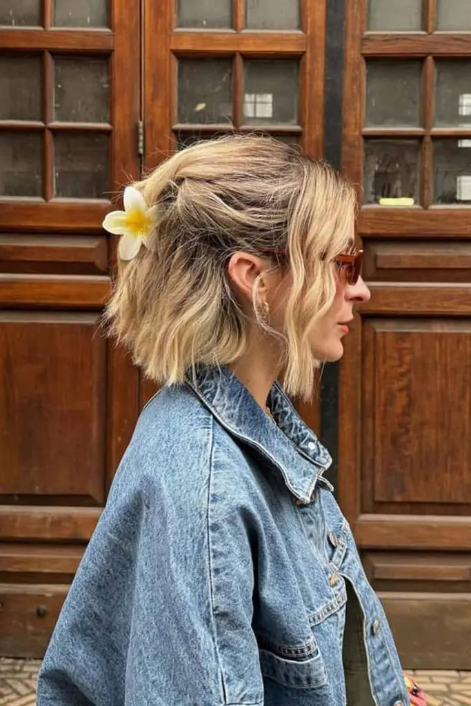 12 Hairstyles for Any and Every Hair Type 4 4. Casual Half Up With Floral Accent