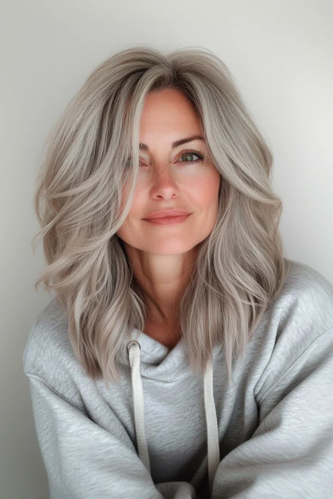 10 Age-Defying Hairstyles for Older Women 5 5. Wispy Shag with Icy Blonde Streaks