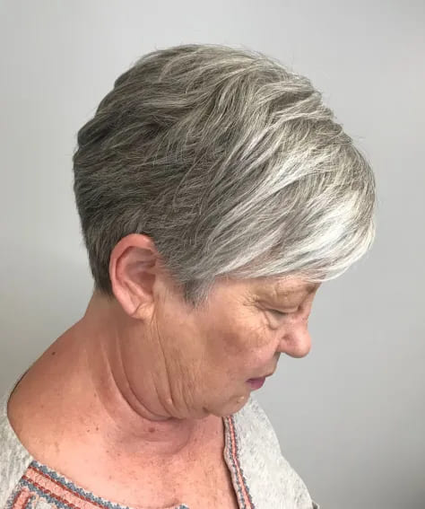 10 Best Hairstyles for Women Over 70 6 6. Short Salt and Pepper Cut with Highlighted Bangs