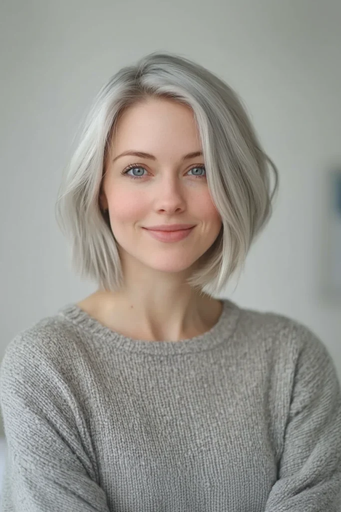 10 Stylish Bob Hairstyles for Thin Hair 6 6. Wispy Bob in Silver Ash Blonde