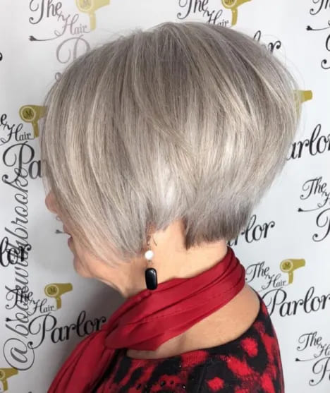 10 Best Hairstyles for Women Over 70 7 7. Stacked Gray Pixie Bob 1