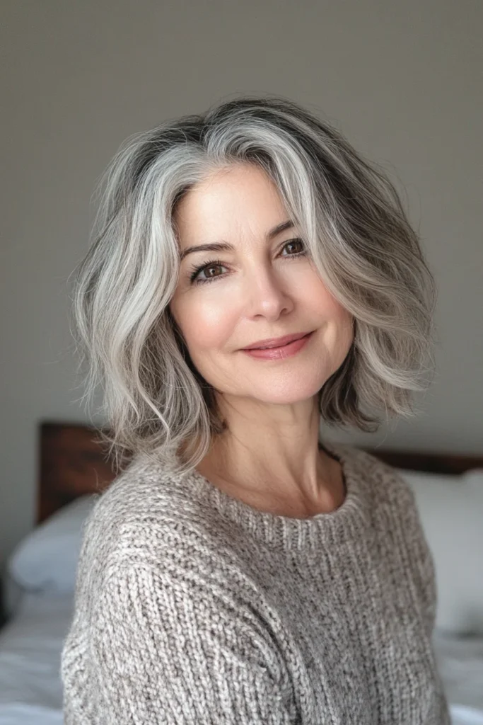 10 Age-Defying Hairstyles for Older Women 8 8. Voluminous Bob with Root Shadowing