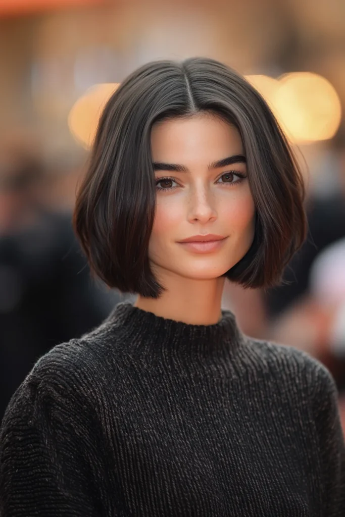 10 Stylish Bob Hairstyles for Thin Hair 9 9. Classic French Bob in Dark Mocha 1