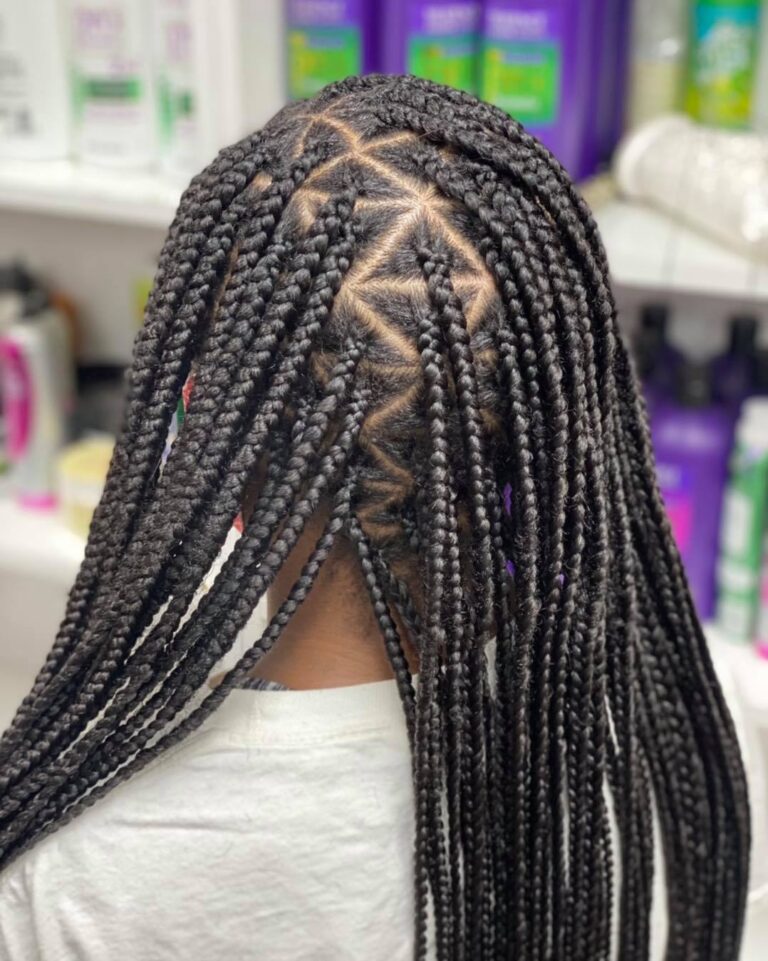 12 Knotless Braids Hairstyle Ideas: Timeless Looks for Every Vibe 9 9. Triangle Part Knotless Braids