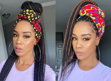 10 Locs Braids Ideas for Women 10 Braided Locs with Scarf Style