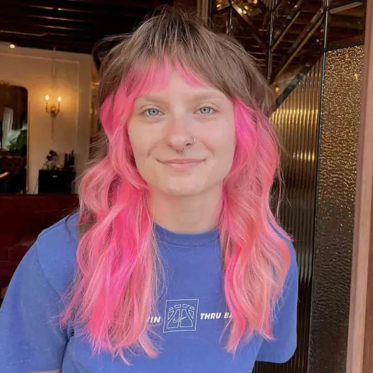 15 Best Shag Cut Ideas for Women 13 Brown Pink Shag Cut With Fringe Bangs