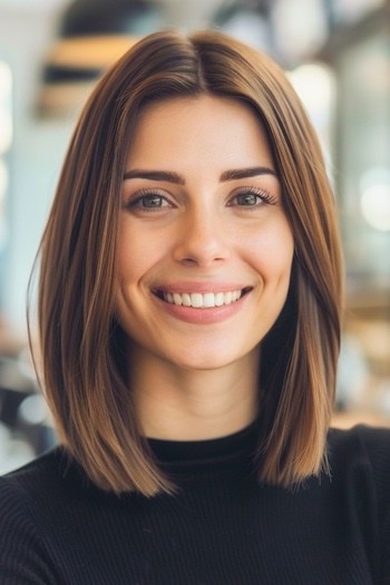 10 Lob Haircuts for Women 1 Classic Blunt Lob