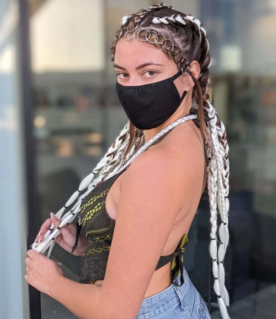 10 Sassy Hairstyles for Coachella 2 Coachella Festival White Brown Dutch Braids 884x1024 2