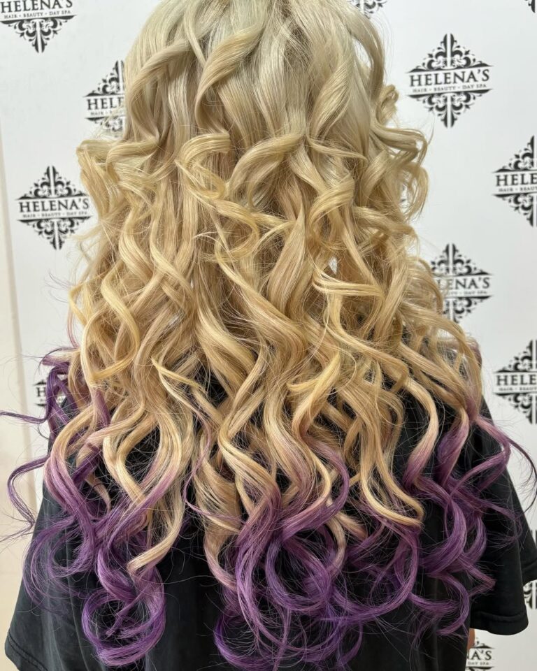 12 Fancy Dip-Dye Hair Color Ideas 4 Curly Purple Dip Dye Hair 768x960 1