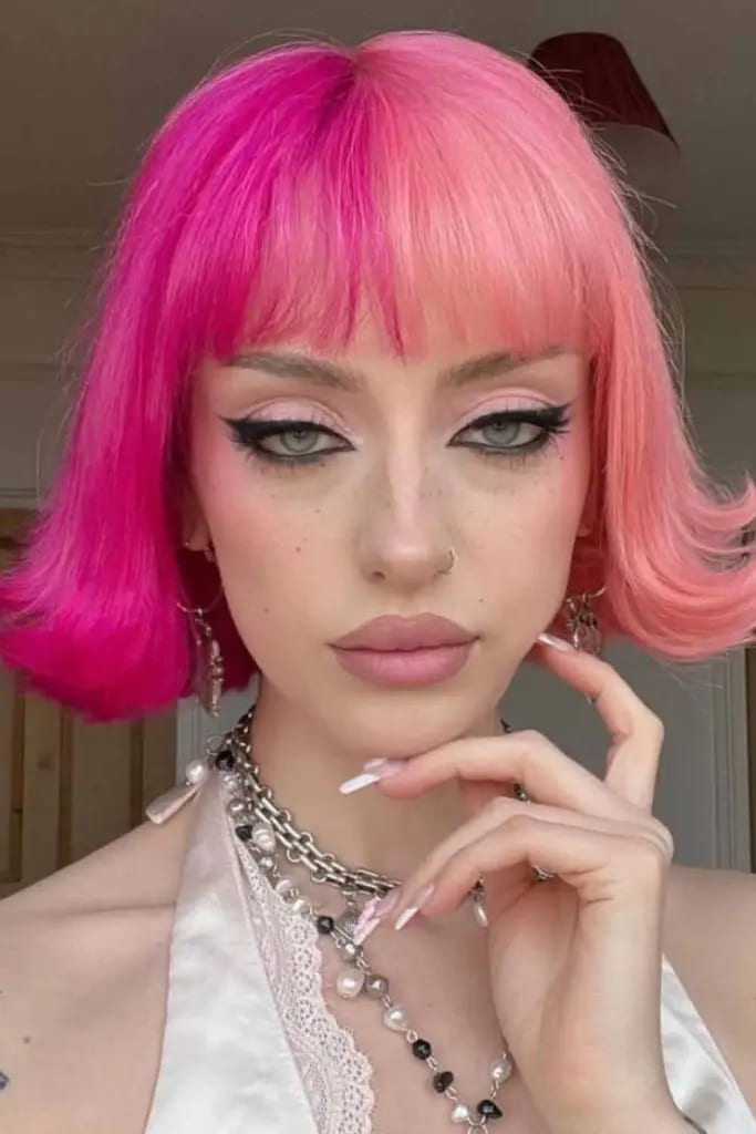 10 Sexy Hairstyles for Pink Hair 5 Hot Pink and Virgin Pink Gemini Bob Cut
