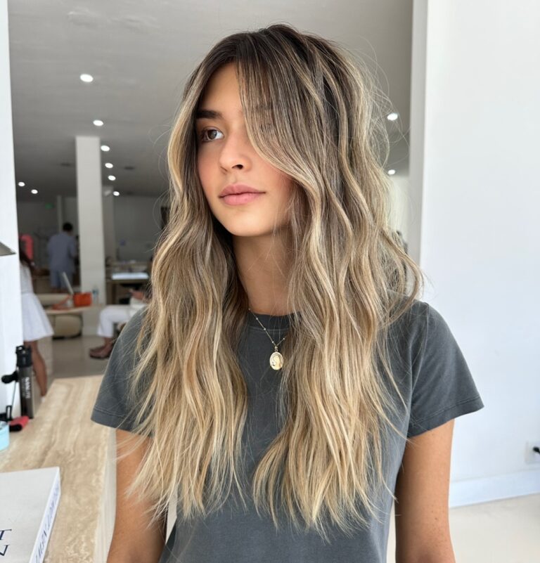 12 Bright Sun-Kissed Brunette Hair Ideas 12 Long Layered Wavy Brunette Hair With Face Framing Layers 768x801 1