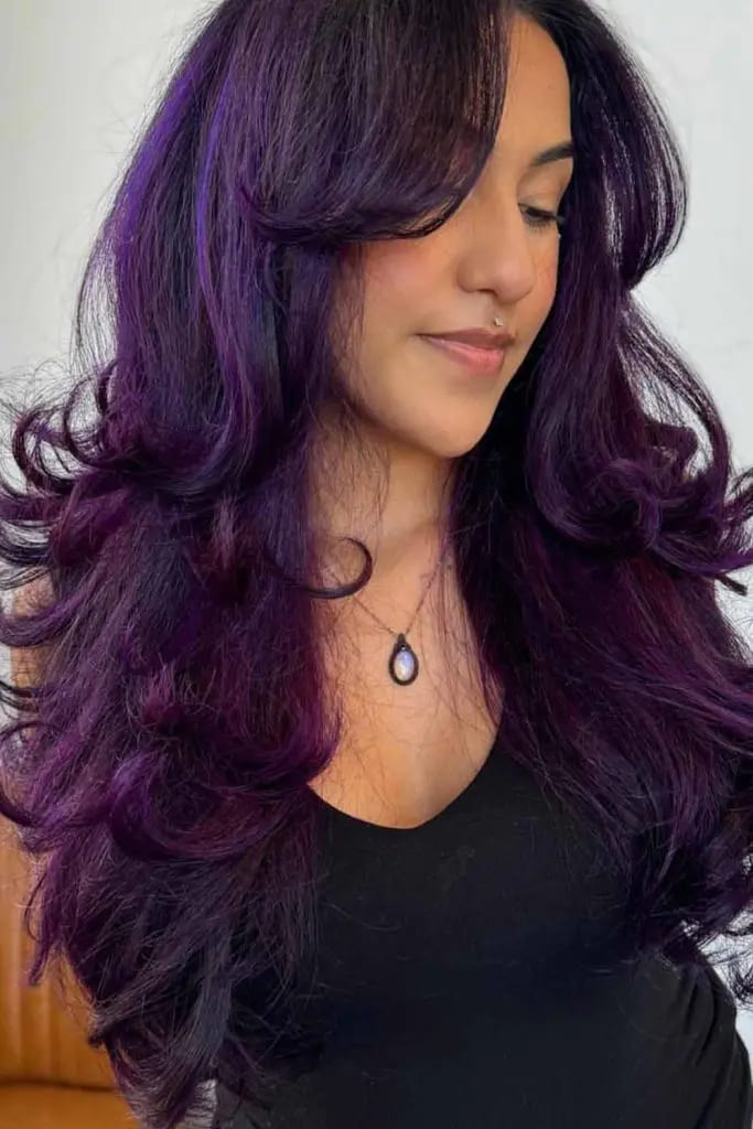 12 Vibrant Hairstyle Ideas for Purple Hair 2 Long Purple Butterfly Haircut