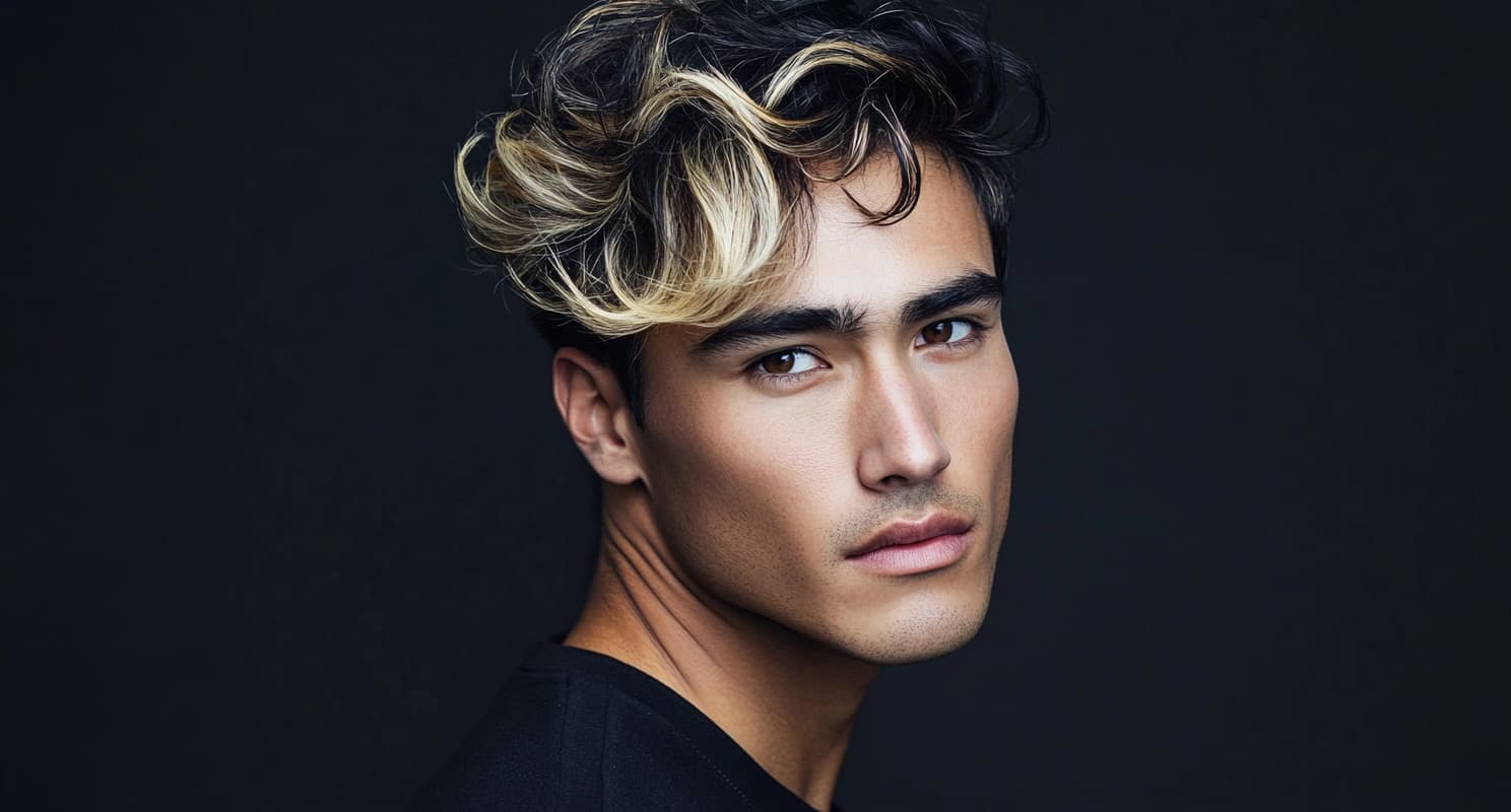 Men hair with highlights