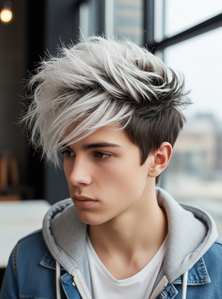 17 Black and White Hairstyles for Men: Stand Out with These Trendy Ideas 1 Messy Black and White Streaks 1