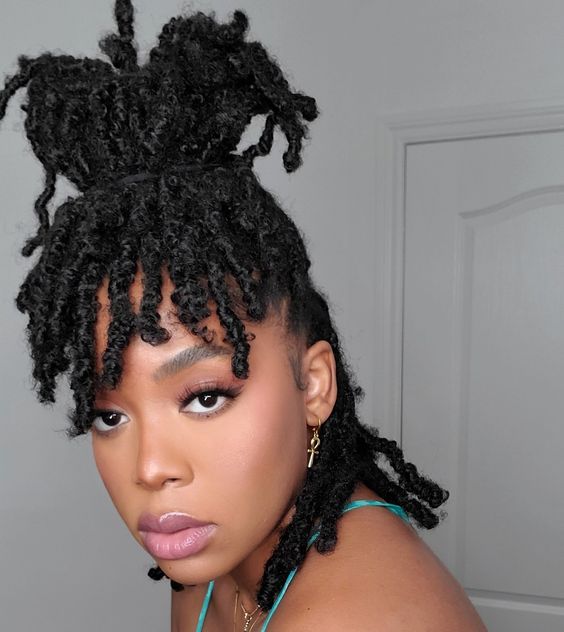 10 Butterfly Locs Hairstyle Ideas 7 Messy Bun Butterfly Locs