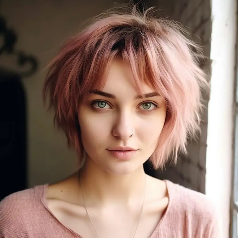 10 Short Wolf Cuts With Curtain Bangs 7 Misty Rose Wolf Cut